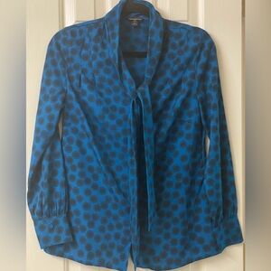 Banana Republic Abstract Print Tie Neck Long Sleeve Blouse Size Petite Small